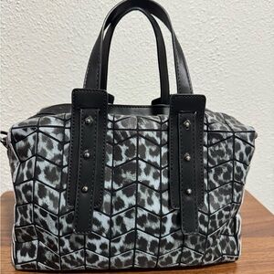 Patrizia Luca Geometric Tiled Gray Leopard Print Bag no strap
